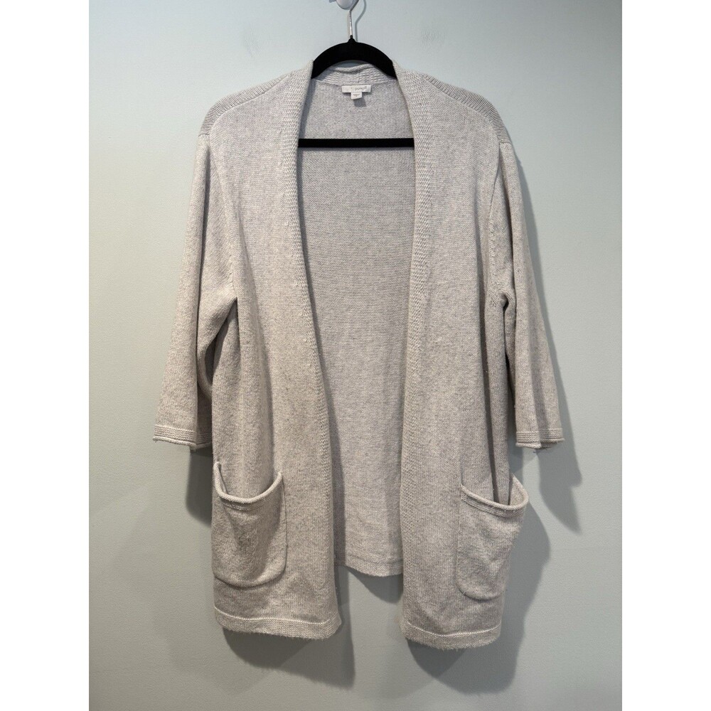 Pure Jill Cardigan Women Small Open Front Pockets Cotton Cashmere Sweater Travel